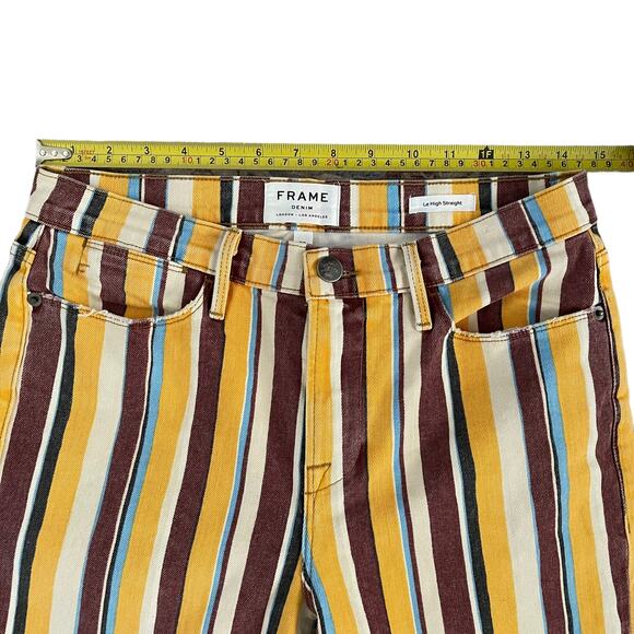 Frame Denim Le High Straight Jeans Painterly Multicolor Stripe Womens Size 29 - Picture 6 of 9